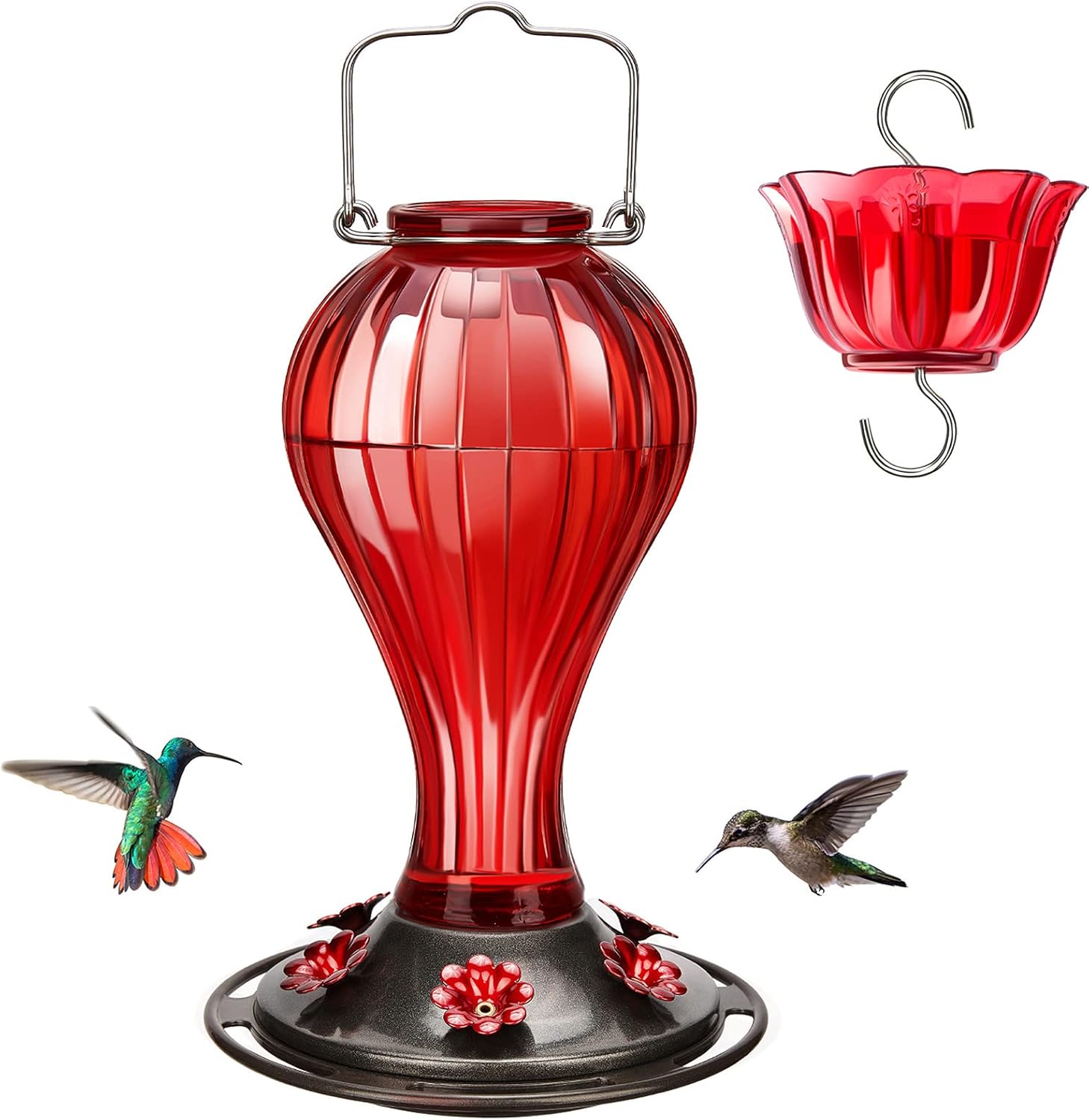 FEED GARDEN Glass Hummingbird Feeder, 16 oz Outdoor Hanging Bird Feeder